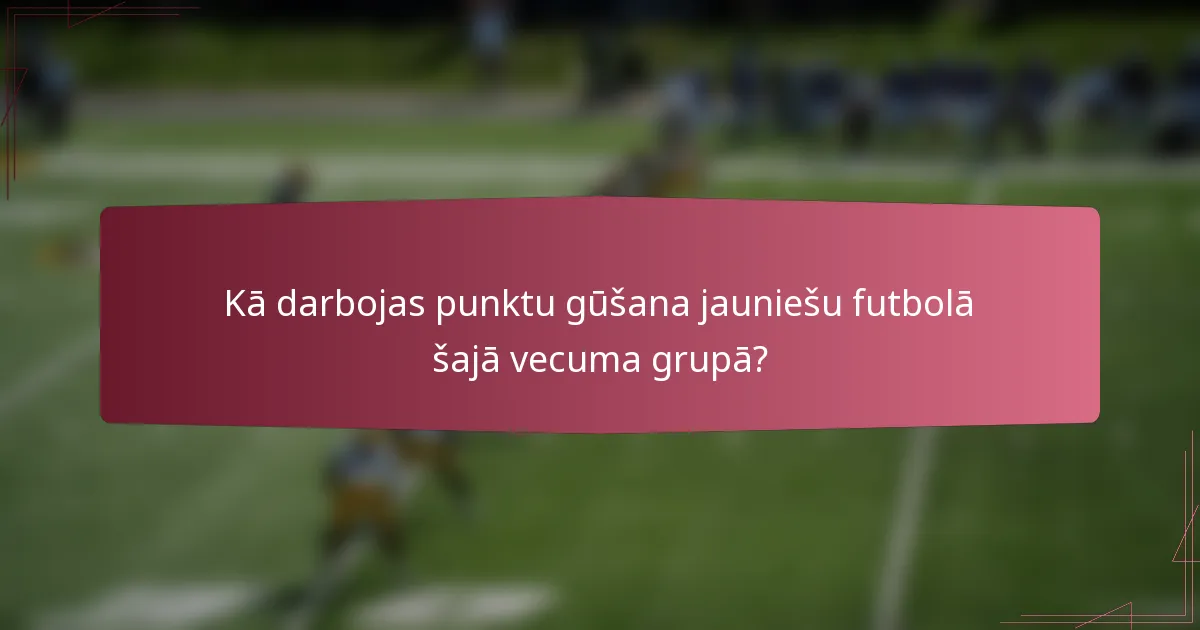 Kā darbojas punktu gūšana jauniešu futbolā šajā vecuma grupā?