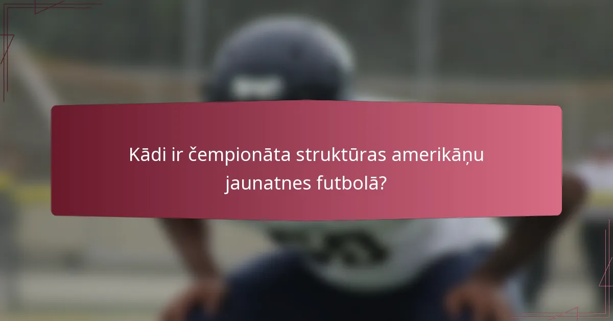 Kādi ir čempionāta struktūras amerikāņu jaunatnes futbolā?